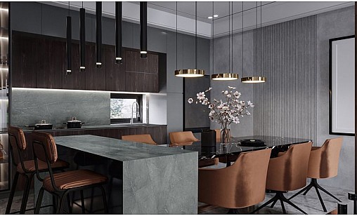 Компакт-плита LUXEFORM L149 Мрамор Кастилия / серое ядро 4200х1400х12 мм