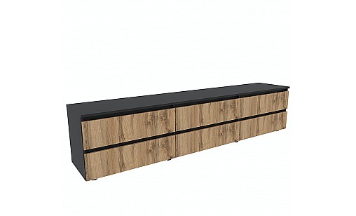 Тумба STEVE 2100*400*480 Чорний/Дуб Тахо