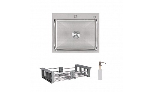 Мойка нержавеющая LIDZ H6050 Brush 3,0/1,0 мм (47520) с корзиной и дозатором