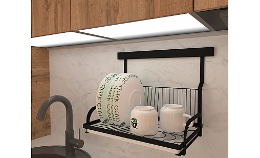 Полка кухонная для тарелок и чашек Чёрная