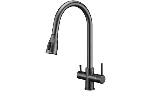 Смеситель FABIANO FKM 3122 Black Steel U-образный комбинированный с вытяжним изливом 8231.403.1150