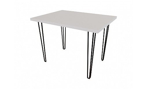 Стол обеденный Zac 2 1000*750*32 Белый Нимфея Альба 4 ноги черные прутовые