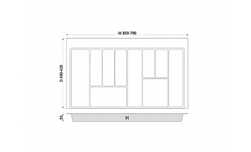 Лоток для кухонних приладів MAX  900 мм 790-850x490 білий TE36.0124.05.013 Rejs
