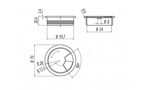 Заглушка під кабель дуб Ровер Заглушка під кабель дуб Ровер