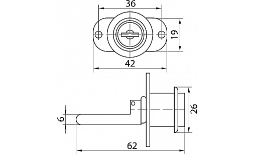 Замок KL-288 центральный Хром L-600  ДС