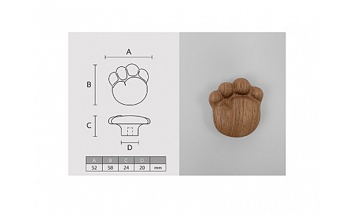 Ручка дерев'яна Paw 52*58*24 мм ДУБ