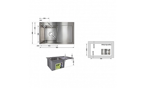 Мойка нержавеющая LIDZ H7849R Brush 3,0/1.0 мм с дозатором крыло справа Мойка нержавеющая LIDZ H7849R Brush 3,0/1.0 мм с дозатором крыло справа