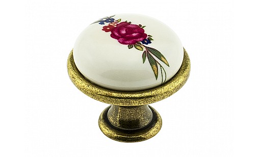 Ручка кнопка DG 196 G4/MLK6 Бронза Античная/Роза Красная ДС СтандартЛайн