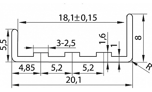 Профиль С-18,1 H-8мм алюминий