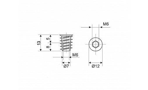 Муфта для ніжки меблевої регульованої М6 Метал
