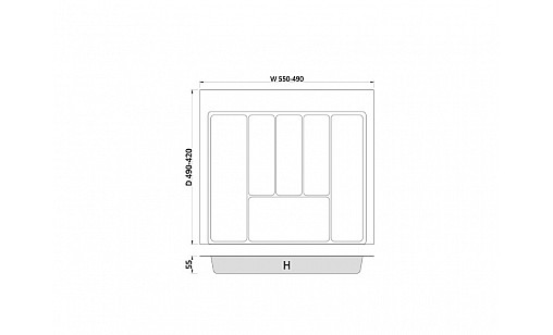 Лоток для кухонних приладів MAX  600 мм 490-550x490 графіт TE36.0121.05.007 Rejs