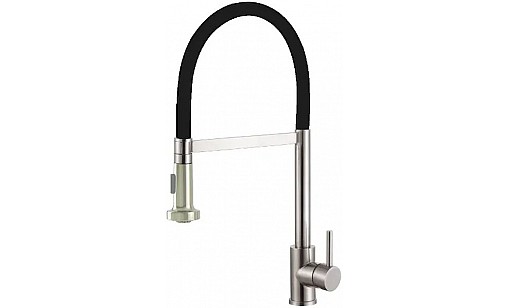 Смеситель FABIANO FKM 43C SS Inox/black гибкий 8232.401.0220