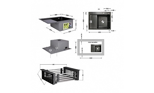 Мойка нержавеющая LIDZ H6350BR PVD Black Brush 3,0/1,0 мм (45590) с дозатором крыло справа черный Мойка нержавеющая LIDZ H6350BR PVD Black Brush 3,0/1,0 мм (45590) с дозатором крыло справа черный