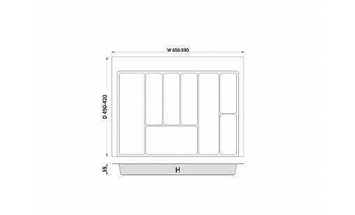 Лоток для кухонних приладів MAX  700 мм 590-650x490 білий TE36.0122.05.013 Rejs