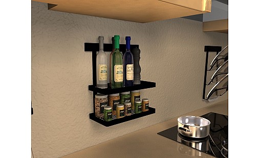 Полка кухонная для специй двойная Чёрная Полка кухонная для специй двойная Чёрная