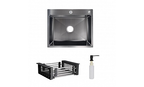 Мойка нержавеющая LIDZ H6050B PVD Black Brush 3,0/1,0 мм с дозатором и корзиной черный Мойка нержавеющая LIDZ H6050B PVD Black Brush 3,0/1,0 мм с дозатором и корзиной черный