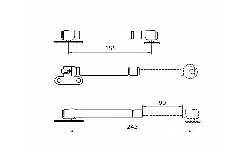 Амортизатор масляный для ДСП 100N нижний, 3 крепления GSX, серый ДС ПремиумЛайн
