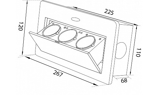 Блок врезной на 3 розетки с подъемной крышкой Чёрный Блок врезной на 3 розетки с подъемной крышкой Чёрный