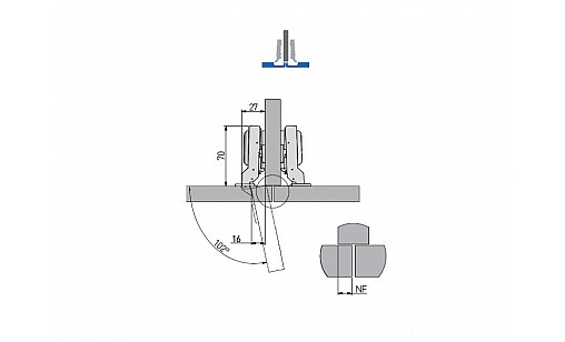 Петля мебельная полунакладная с доводчиком GTV ZM-ECHC080BEO