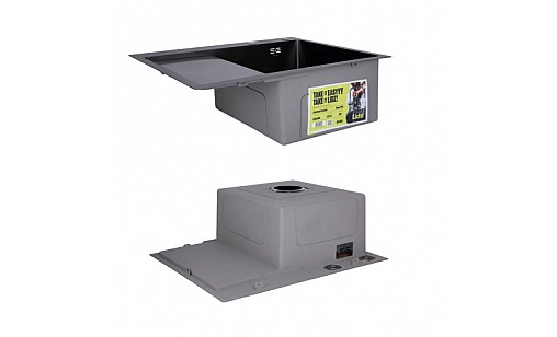 Мойка нержавеющая LIDZ H6350BL PVD Black Brush 3,0/1,0 мм с дозатором и корзиной крыло слева черный Мойка нержавеющая LIDZ H6350BL PVD Black Brush 3,0/1,0 мм с дозатором и корзиной крыло слева черный