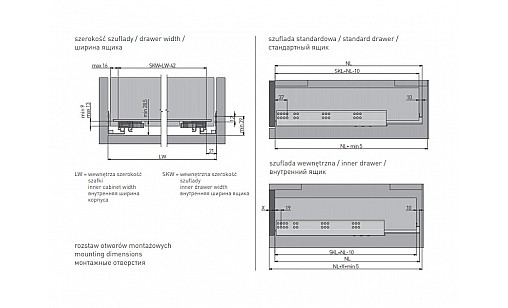 Направляючі повного висуву з дотягом для дерев'яних ящиків Modern Slide L-250 GTV Направляючі повного висуву з дотягом для дерев'яних ящиків Modern Slide L-250 GTV