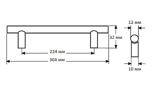 Ручка DR 11/224 SS Сталь ДС ЕвроЛайн Ручка DR 11/224 SS Сталь ДС ЕвроЛайн
