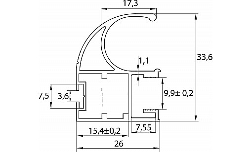 Профиль вертикальный открытый с пазом L-5,1м Серебро ДС ОптимаЛайн Профиль вертикальный открытый с пазом L-5,1м Серебро ДС ОптимаЛайн