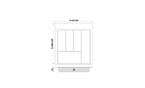Лоток для кухонних приладів MAX  500 мм 390-450x490 графіт TE36.0120.05.007 Rejs