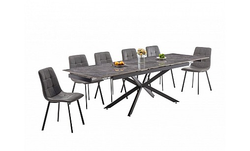 Стіл обідній МАГНУМ 1800(2600)*900*760 арманыі грей/чорний Стіл обідній МАГНУМ 1800(2600)*900*760 арманыі грей/чорний