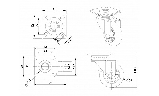 Ролик d-50 мм полиуретановый с площадкой ДС