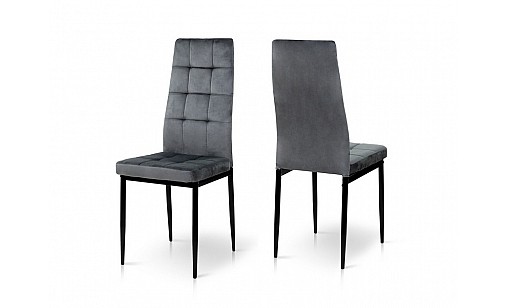 Стілець АЙС чорний/велюр темно-сірий