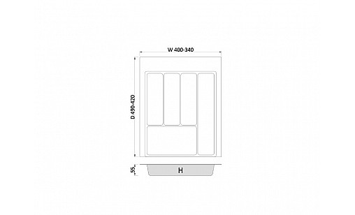 Лоток для кухонних приладів MAX  450 мм 340-400x490 графіт TE36.0119.05.007 Rejs