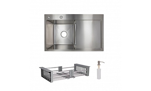 Мойка нержавеющая LIDZ H7849R Brush 3,0/1,0 мм с дозатором и корзиной крыло справа Мойка нержавеющая LIDZ H7849R Brush 3,0/1,0 мм с дозатором и корзиной крыло справа