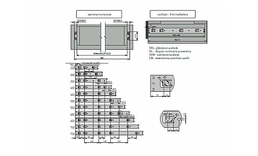 Направляюча повного висування HK L=450 мм PK-0H45450HK GTV
