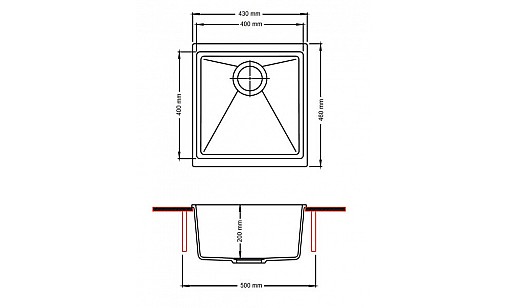 Мойка гранитная FABIANO Navio 43x46 Antracit 8221.301.1533 антрацит