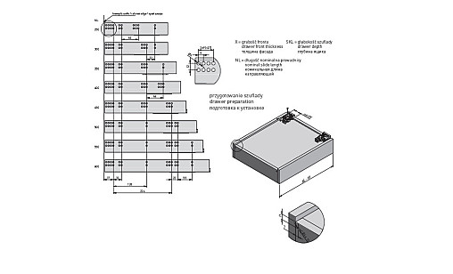Направляющая скрытого монтажа, полное выдвижение Modern Slide L-550 (16-18 мм) 3D PUSH TO OPEN PB-3D0FPO18-550-PRO