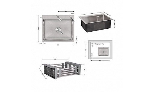 Мийка нержавіюча LIDZ H6050 Brush 3,0/1,0 мм з дозатором та кошиком Мийка нержавіюча LIDZ H6050 Brush 3,0/1,0 мм з дозатором та кошиком