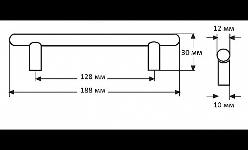 Ручка DR 10A/128 G6 Хром Матовый (Алюминий) ДС ОптимаЛайн