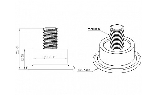 Опора М8 регульована сіра без планки