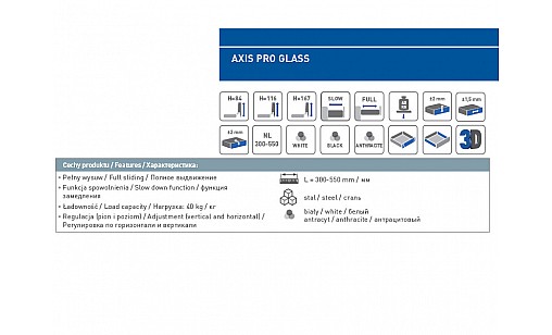 Висувна система AXIS PRO I-500 мм середній H116 Білий PB-AXISPRO-KPL500B1 GTV Висувна система AXIS PRO I-500 мм середній H116 Білий PB-AXISPRO-KPL500B1 GTV