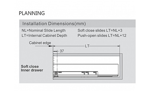 ДТС SLIM Тандембокс графит L-500/ 88 Tip-on HT415004Q11(E30)