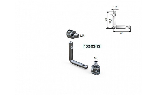 З'єднувач Mesanfix штифт d=7мм, 43мм 90*, цинк 102-03-13-403