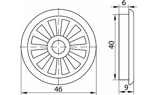 Заглушка вентиляционная D-40мм ольха ДС