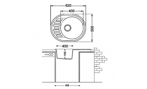 Мойка гранитная FABIANO Arc 62*50 Beige 8221.401.0464 бежевый