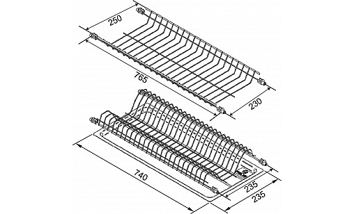 Сушилка для посуды в секцию 800мм Чёрная ДС