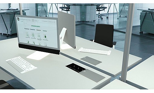 Блок врезной на 3 розетки с выдвижной крышкой (алюминий)