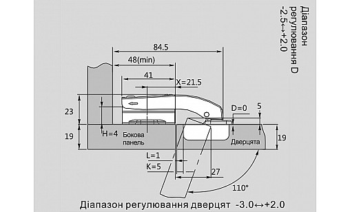 ДТС Петля на фальшпанель 180* Tip-on А98J276 SLIDE-ON