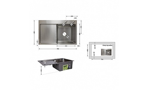 Мойка нержавеющая LIDZ H7849L Brush 3,0/1.0 мм с дозатором крыло слева Мойка нержавеющая LIDZ H7849L Brush 3,0/1.0 мм с дозатором крыло слева