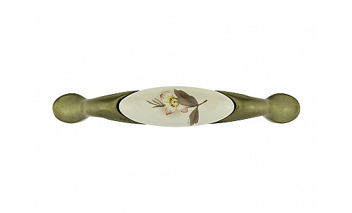 Ручка DP 197/96 AB/MLK7 Латунь/Бежева Квітка ДС ОптимаЛайн