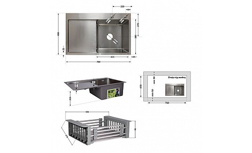 Мойка нержавеющая LIDZ H7849L Brush 3,0/1,0 мм с дозатором и корзиной крыло слева Мойка нержавеющая LIDZ H7849L Brush 3,0/1,0 мм с дозатором и корзиной крыло слева